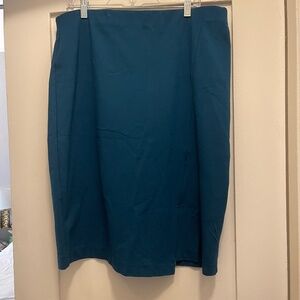 J. Jill Teal Blue Ponte Skirt with zipper detail- Size Large